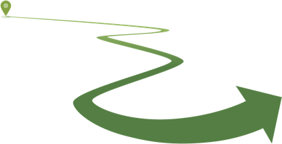 Grüne, geschwungene Pfeillinie mit einem Startpunkt-Symbol links.