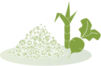 Pflanzen und ein Haufen weißer Zucker-Kristalle auf weißem Hintergrund.