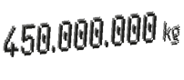 Schwarzer Text "450.000.000 kg" auf weißem Hintergrund.