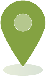 Grüner Kartenmarker mit einem Kreis in der Mitte und einem Schatten darunter.