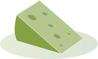 Ein Käsestück mit Löchern auf einem Teller.