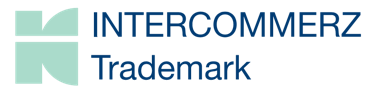 Logo mit einem stilisierten grünen Symbol links und dem blauen Text "INTERCOMMERZ Trademark" rechts.