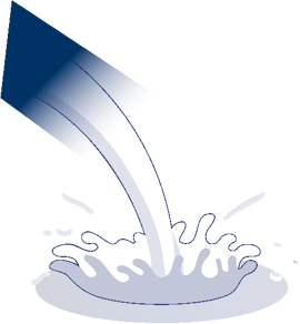 Milchstrahl, der in eine Pfütze spritzt.